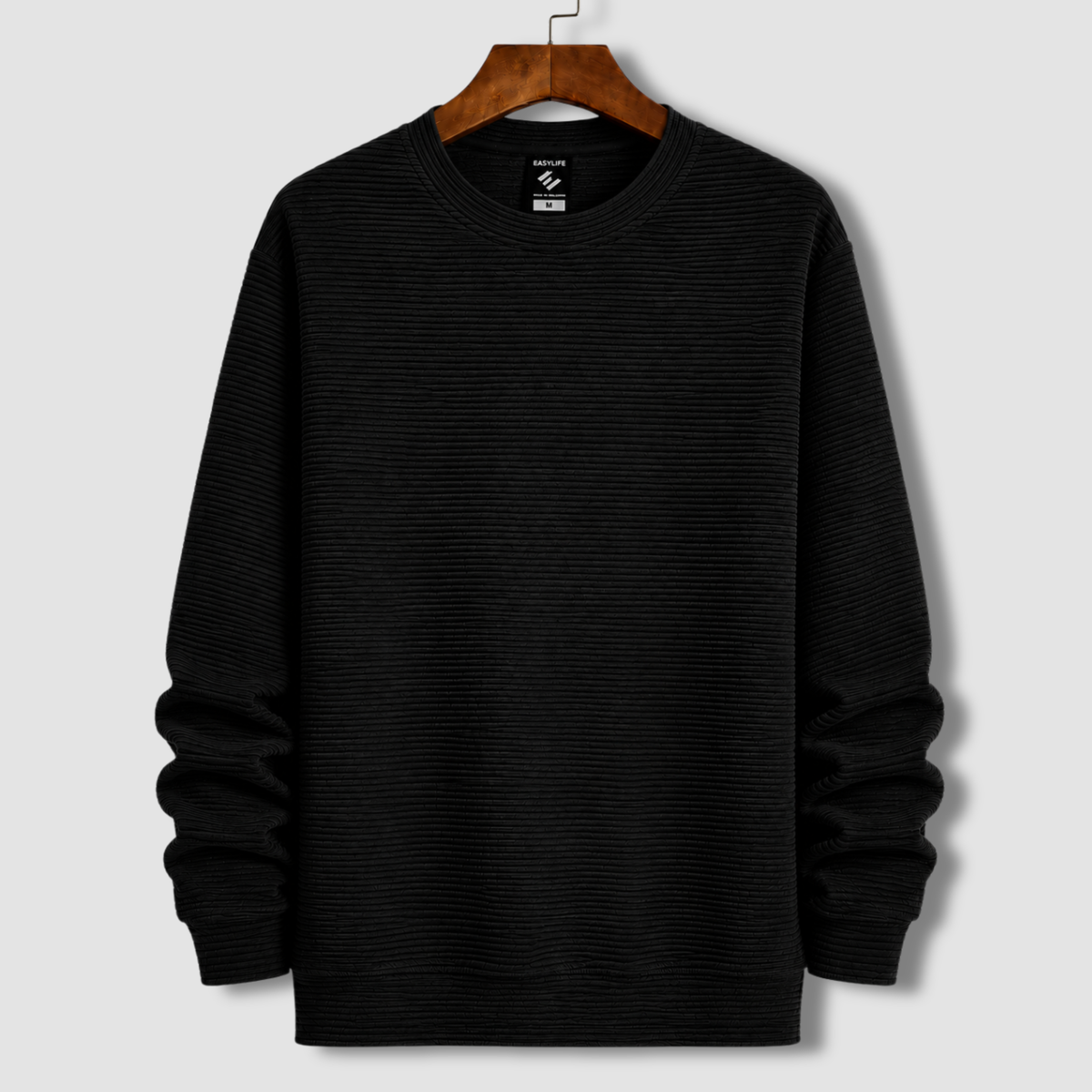 Premium Cord Textured Sweatshirt - Black