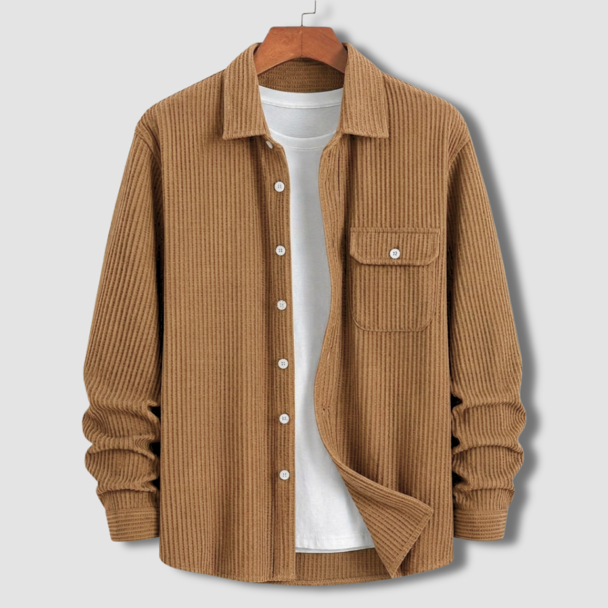 Waffle Textured Shirt - Mustard / Khaki