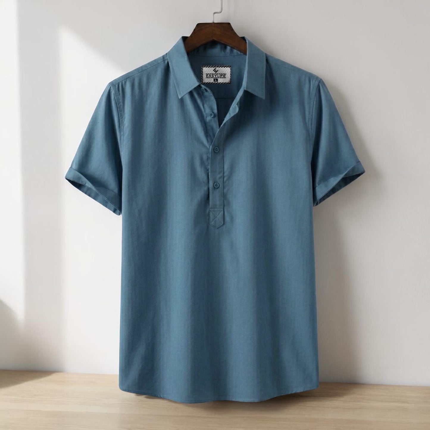 Half Sleeve Cotton Katua - Steel Blue