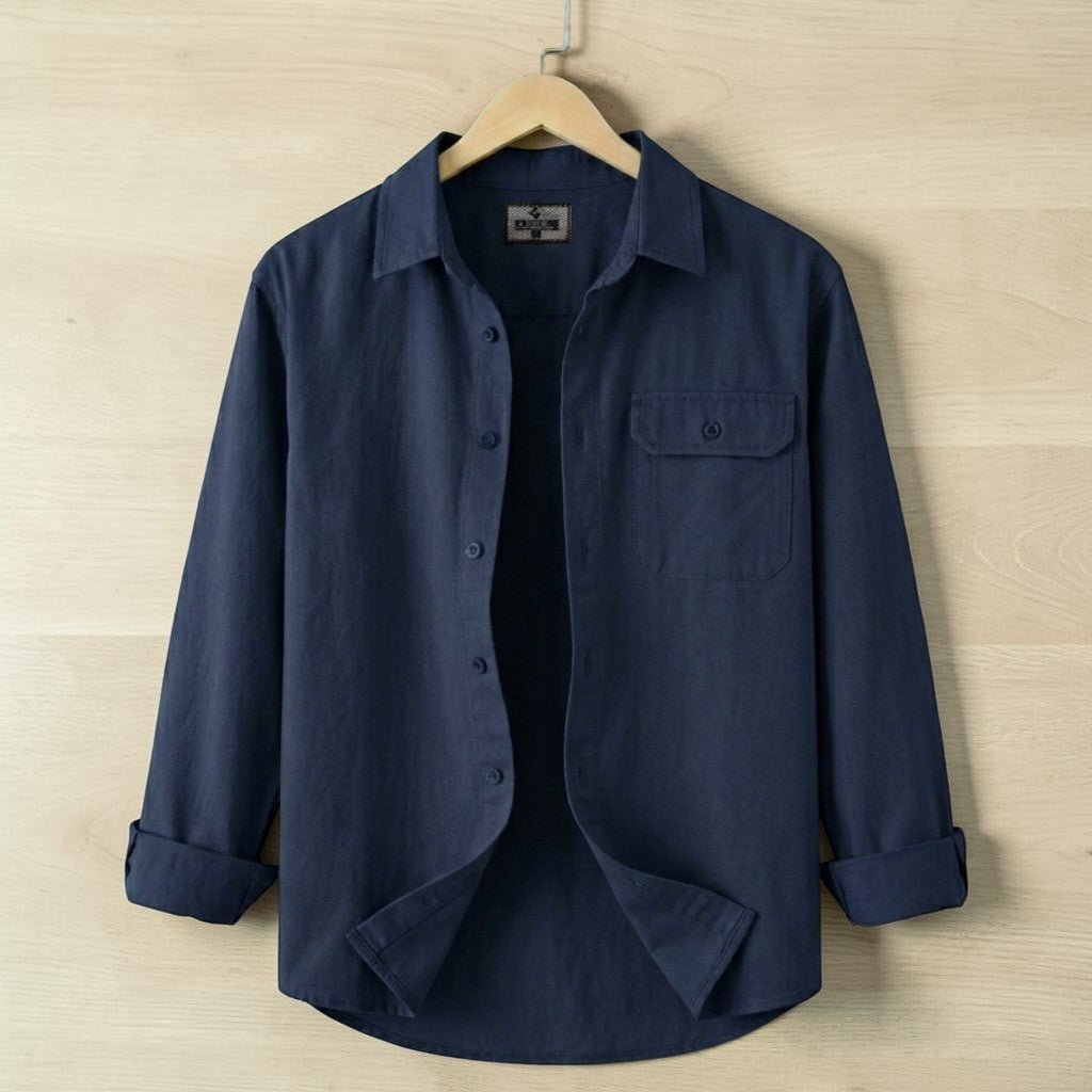 Single Pocket Casual Shirt - Navy