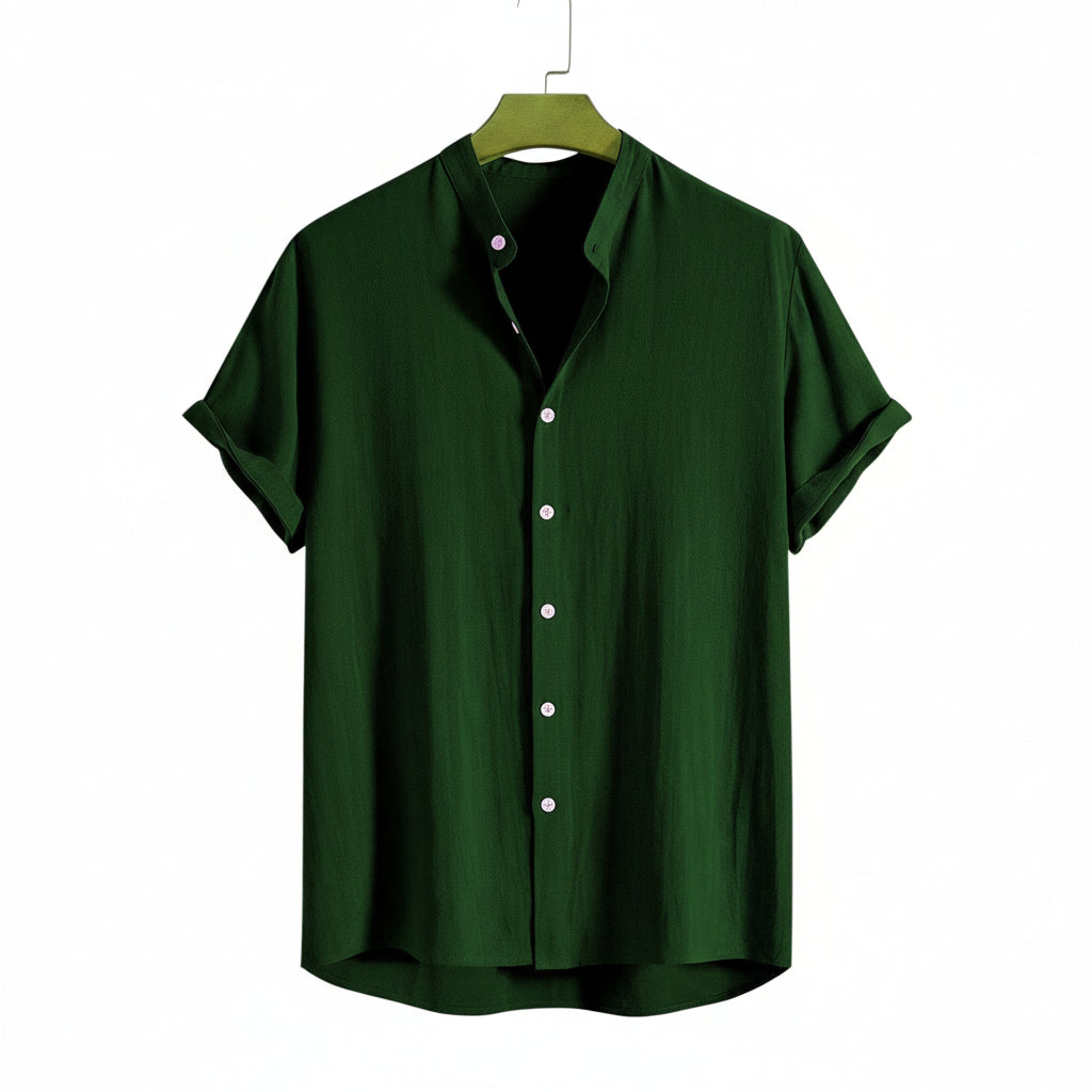 Band collar Green color shirt