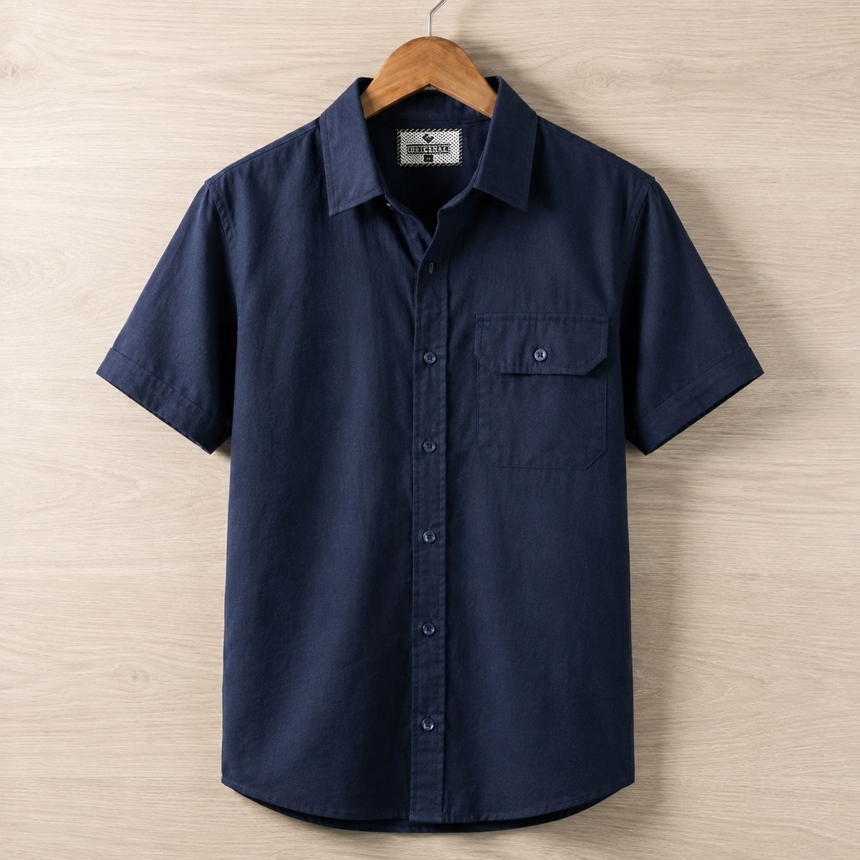 Single Pocket Half Sleeve Shirt - Navy