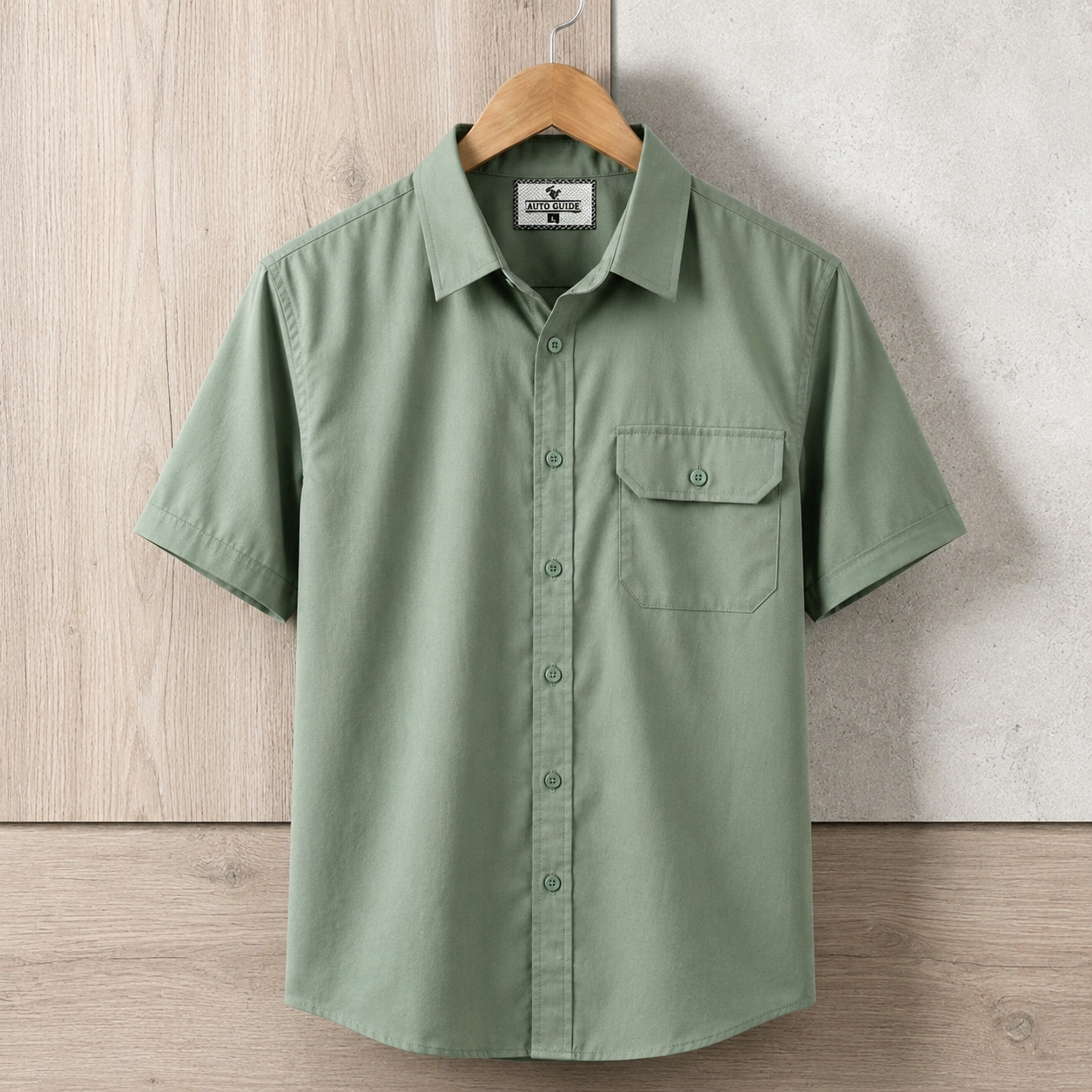 Single Pocket Half Sleeve Shirt - Sage Green