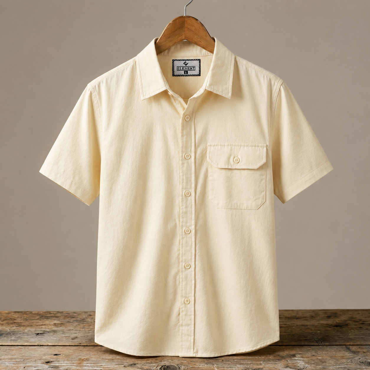 Single Pocket Half Sleeve Shirt - Cream