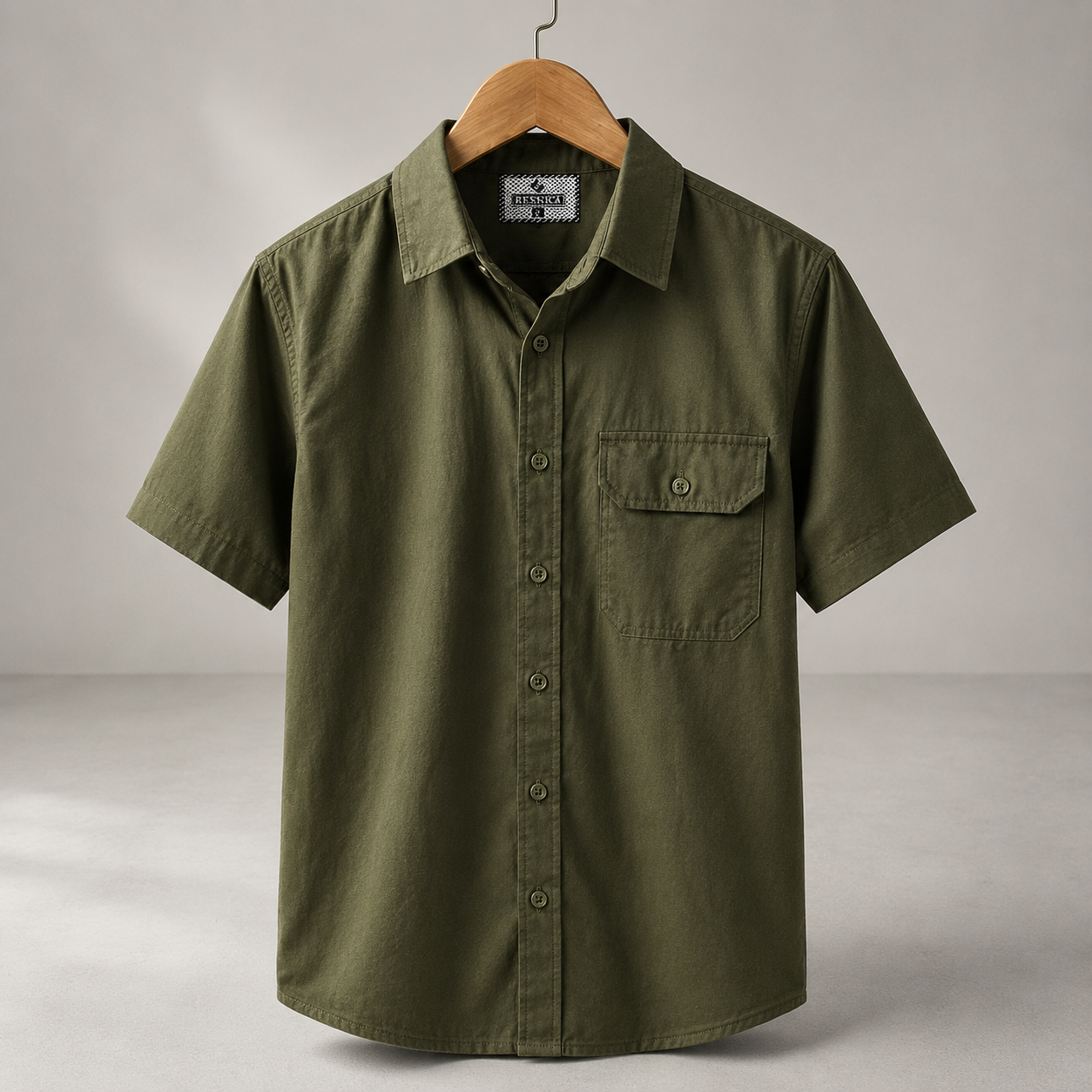 Single Pocket Half Sleeve Shirt - Olive