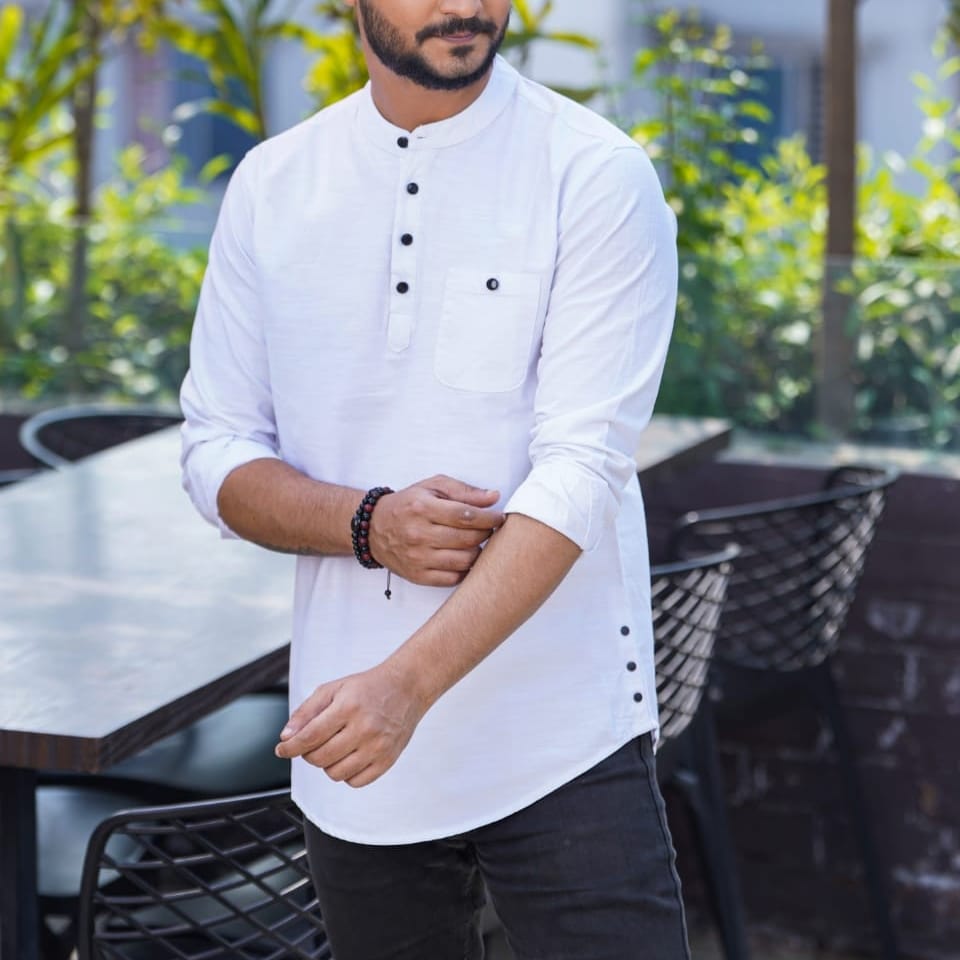 Full Sleeve White Color Katua