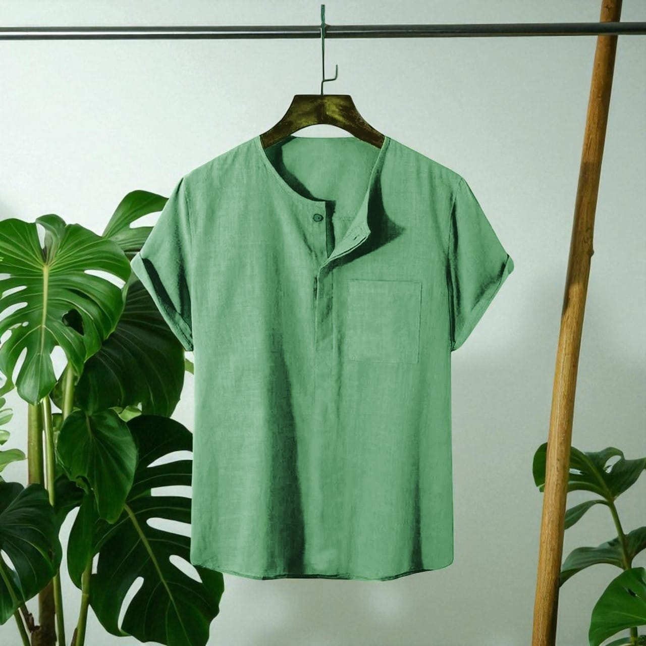 Sea Green Color O Neck Half Sleeve Katua