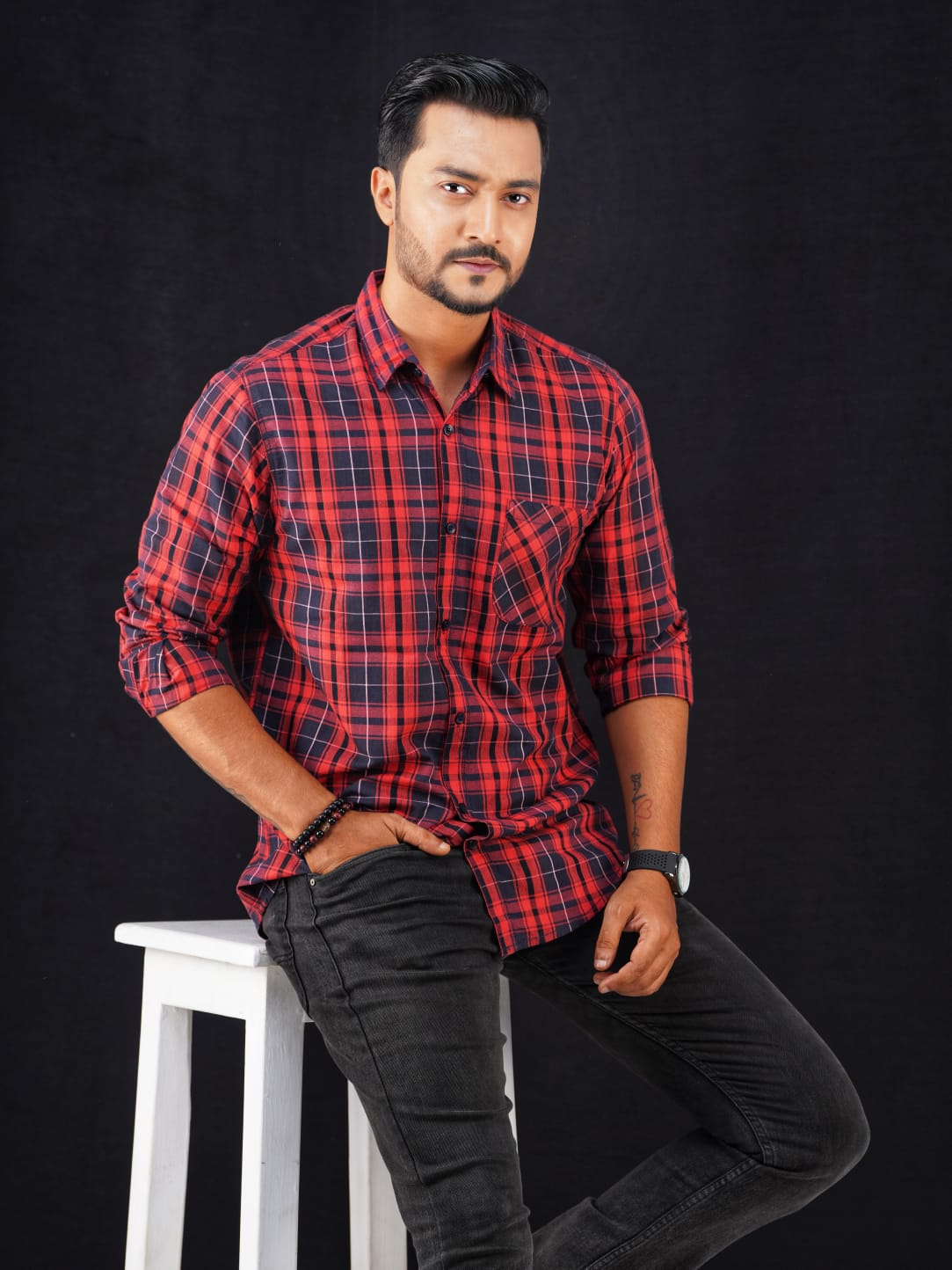 Red Color Check Shirt