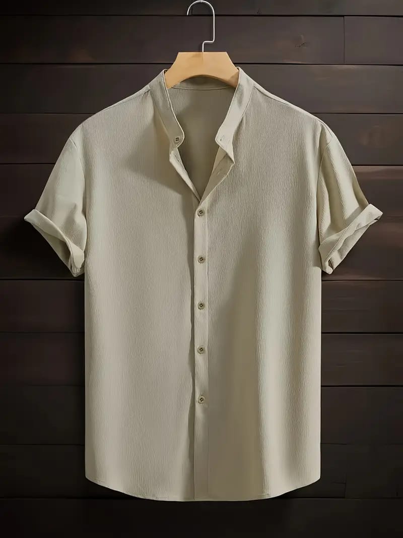 Band collar Cream color shirt