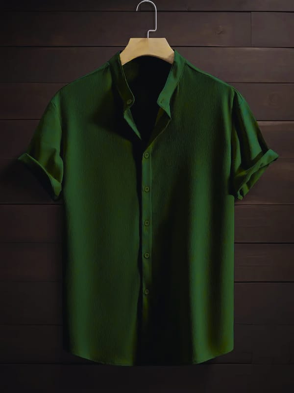 Band collar Green color shirt