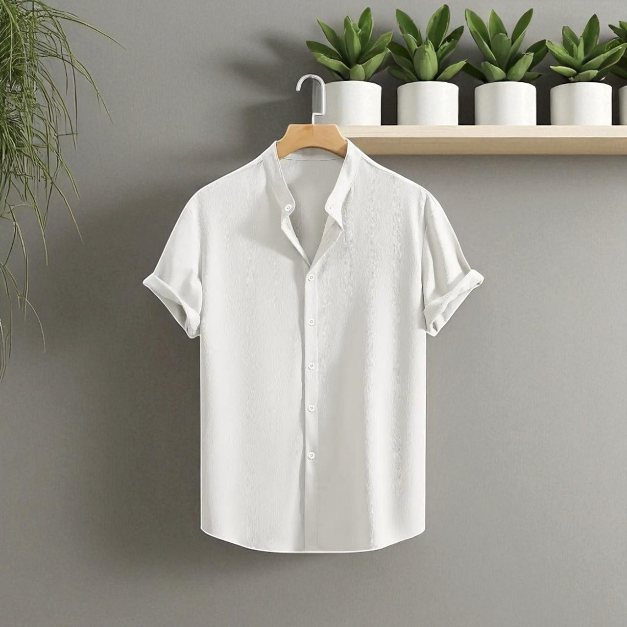 Band collar White color shirt