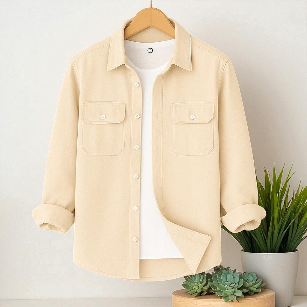 Tow Pocket Cream Color Shirt