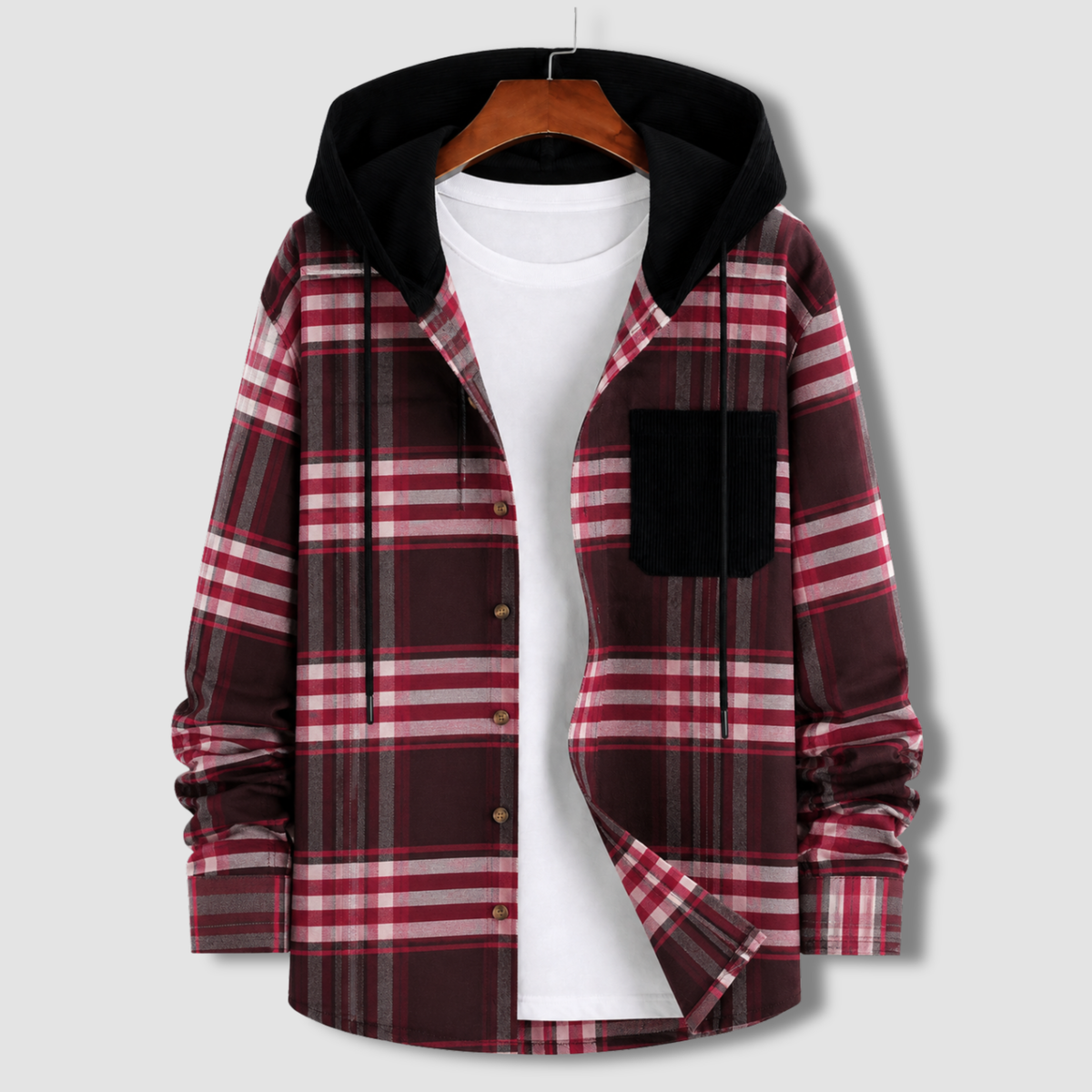 Flannel Check Hooded Jacket - F8