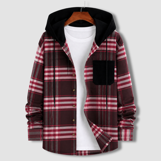 Flannel Check Hooded Jacket - F8