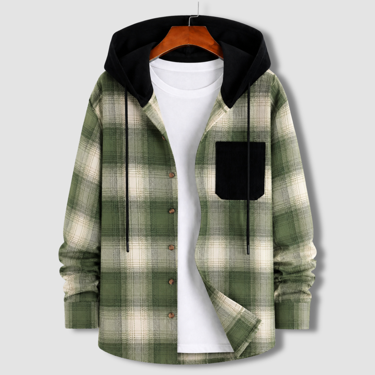Flannel Check Hooded Jacket - F3