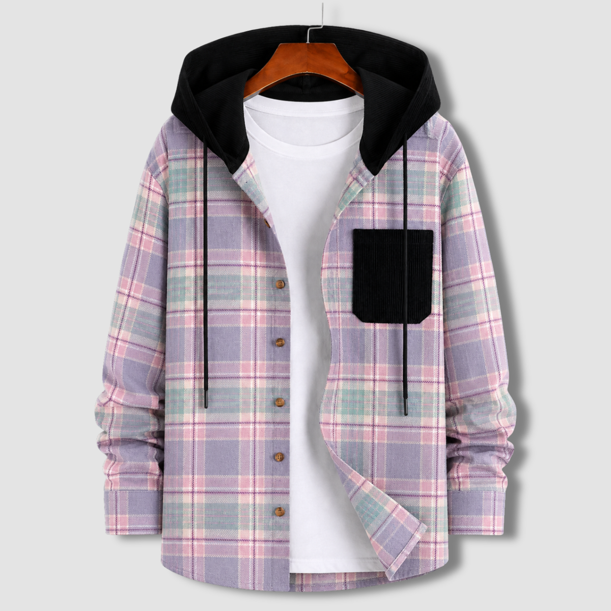 Flannel Check Hooded Jacket - F6