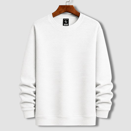 Premium Cord Textured Sweatshirt - White