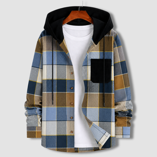Flannel Check Hooded Jacket - F1