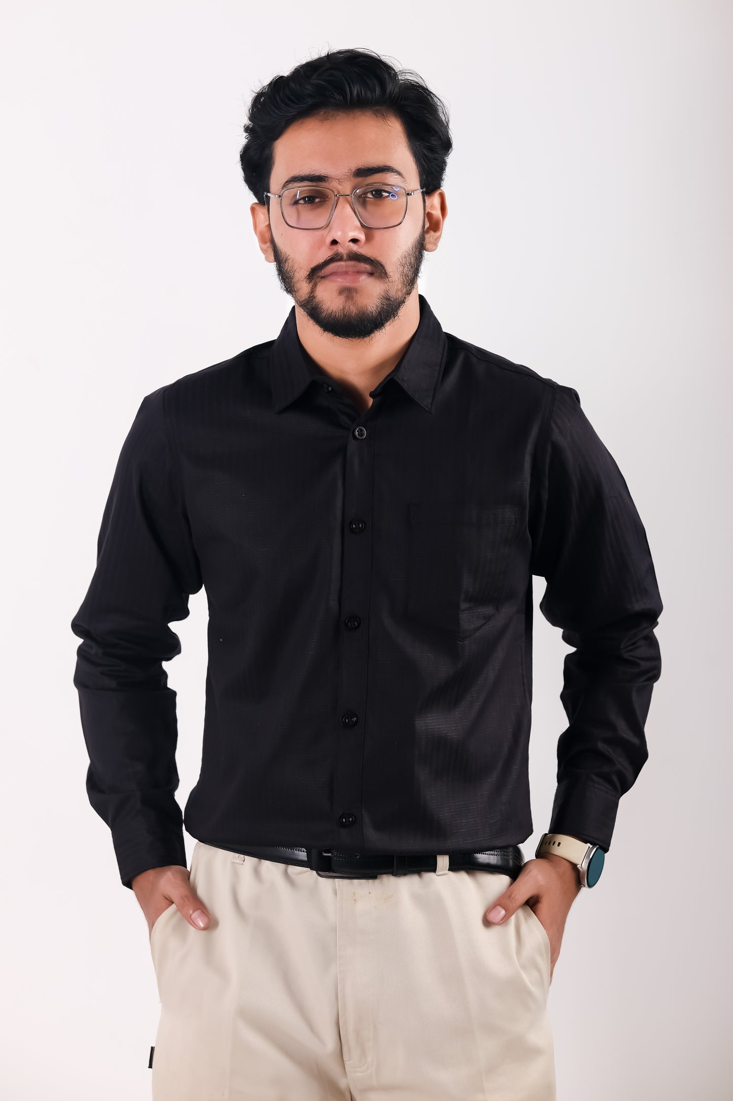 Fine Cotton Stripe Shirt – Black