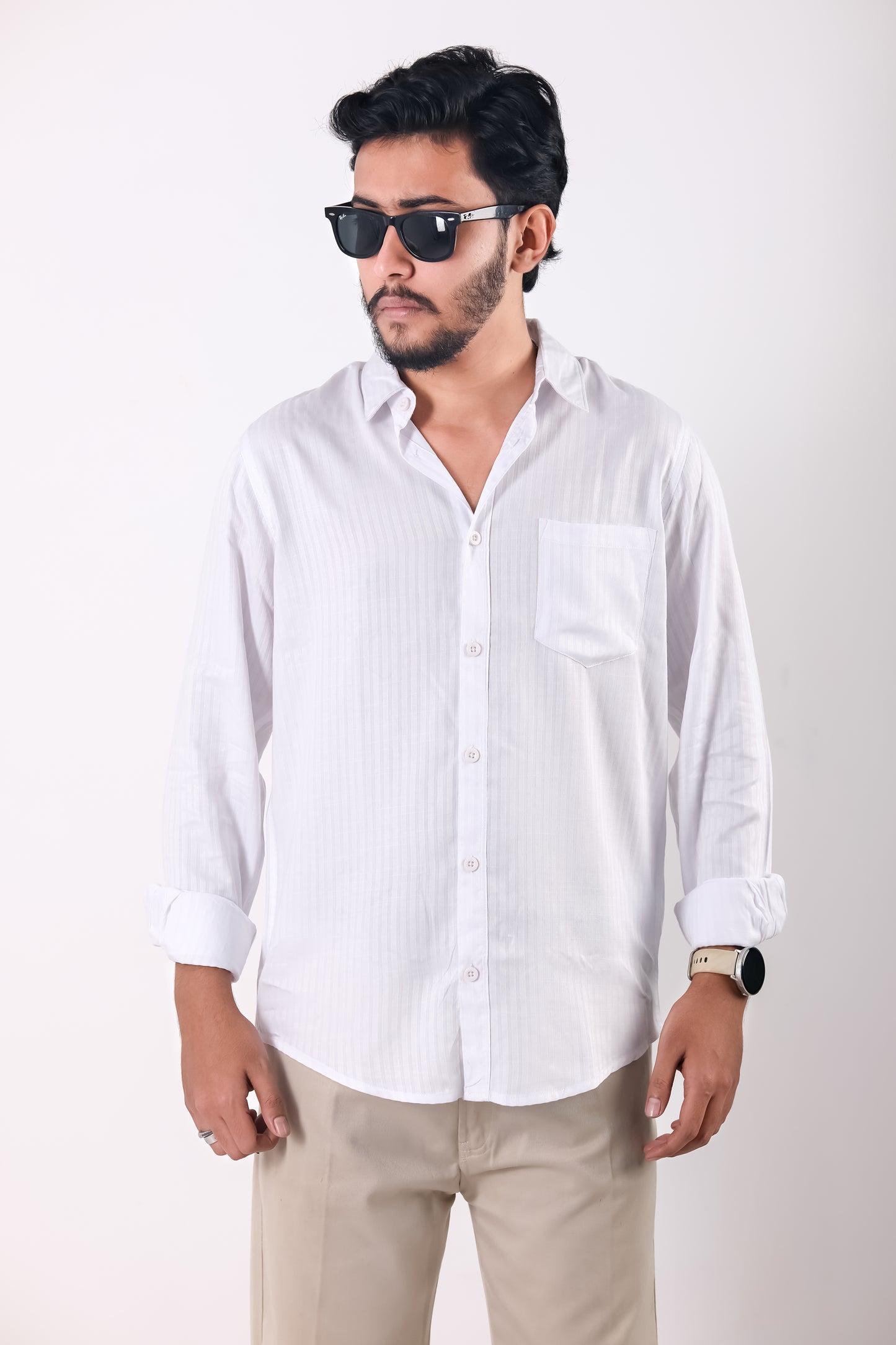 Fine Cotton Stripe Shirt – White