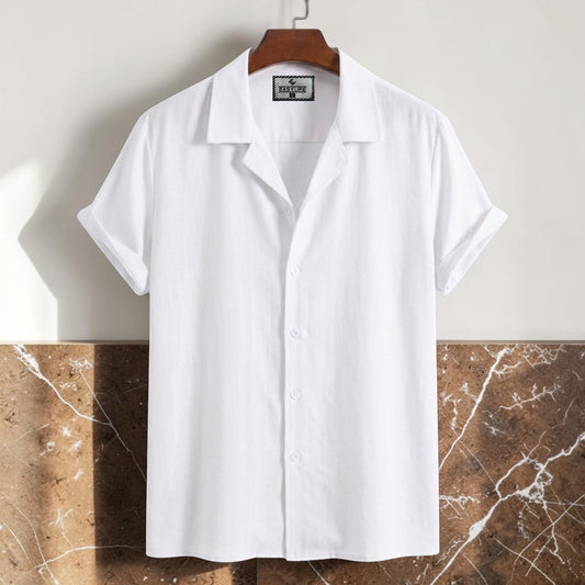 Cuban Half Sleeve Shirt - White