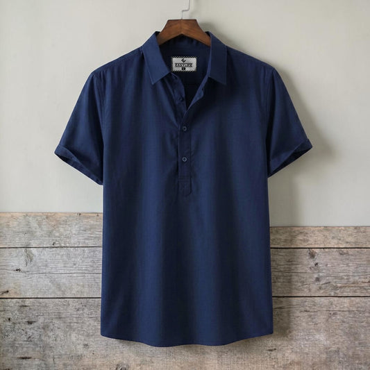 Half Sleeve Cotton Katua - Navy