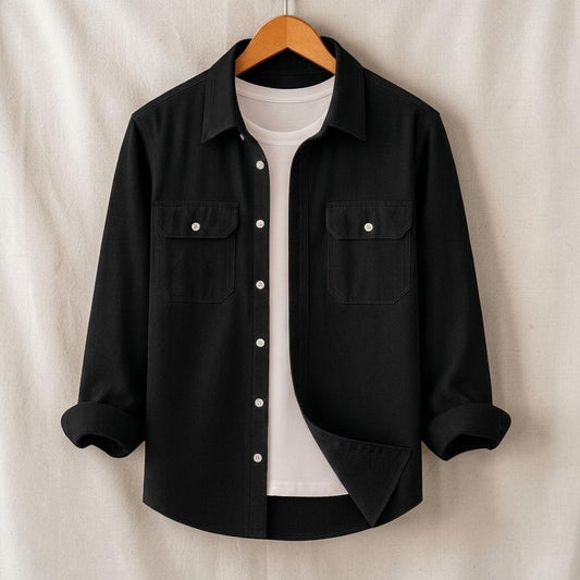 Tow Pocket Black Color Shirt
