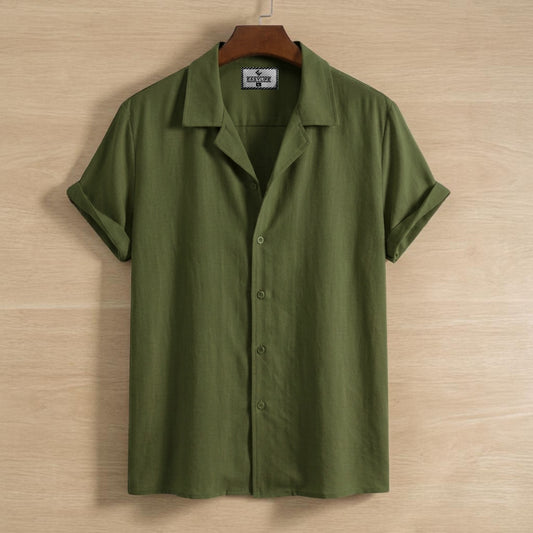 Cuban Half Sleeve Shirt - Olive