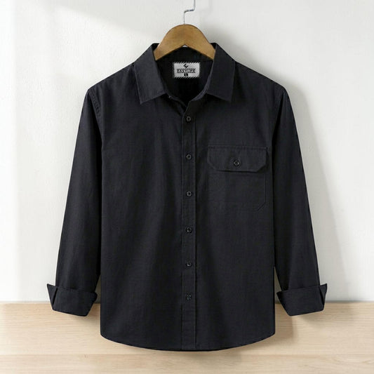 Single Pocket Casual Shirt - Black