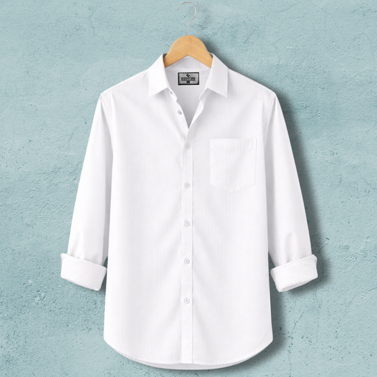 Fine Cotton Stripe Shirt – White