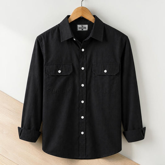 Tow Pocket Black Color Shirt