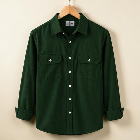Two Pocket Deep Green Color Shirt