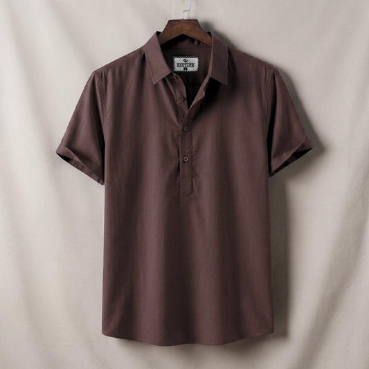 Half Sleeve Cotton Katua - Chocolate