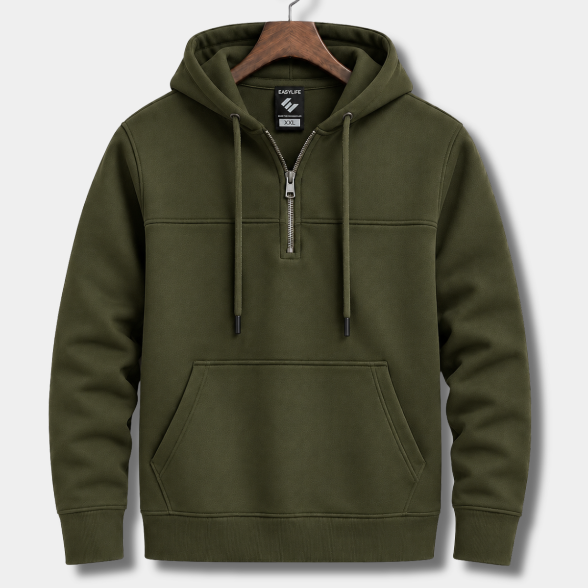 Classic Half-Zip Hoodie - Olive