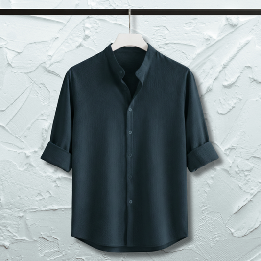 Zafran Band Collar Shirt - Teal