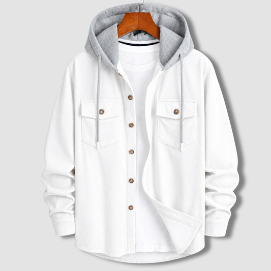 Signature Cord  Hoodie - White