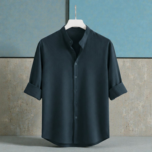 Zafran Band Collar Shirt - Teal