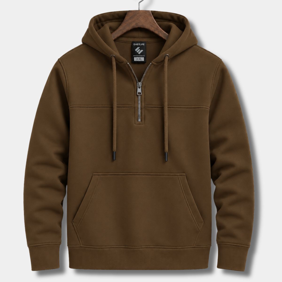 Classic Half-Zip Hoodie - Brown