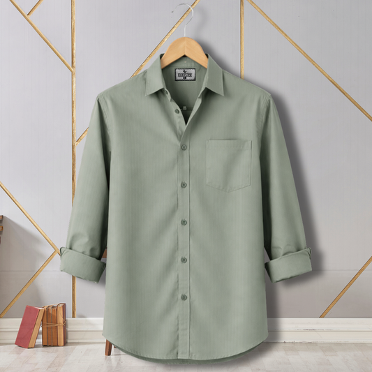Fine Cotton Stripe Shirt – Sage Green