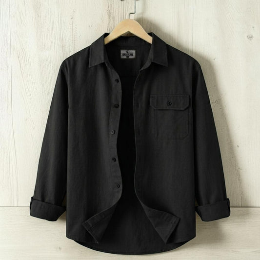 Single Pocket Casual Shirt - Black