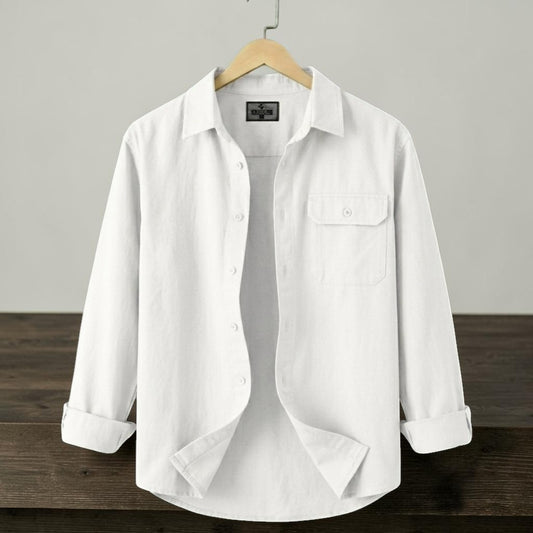 Single Pocket Casual Shirt - White