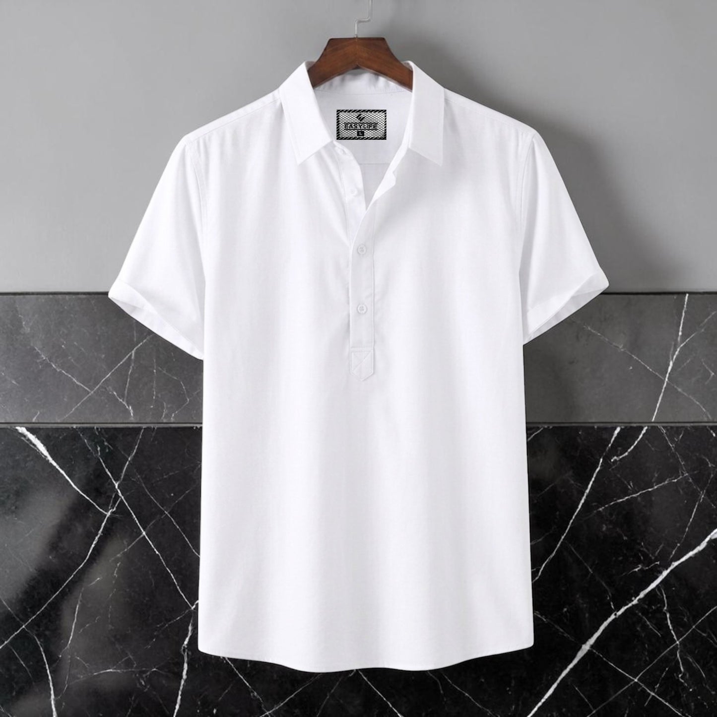 Half Sleeve Cotton Katua - White