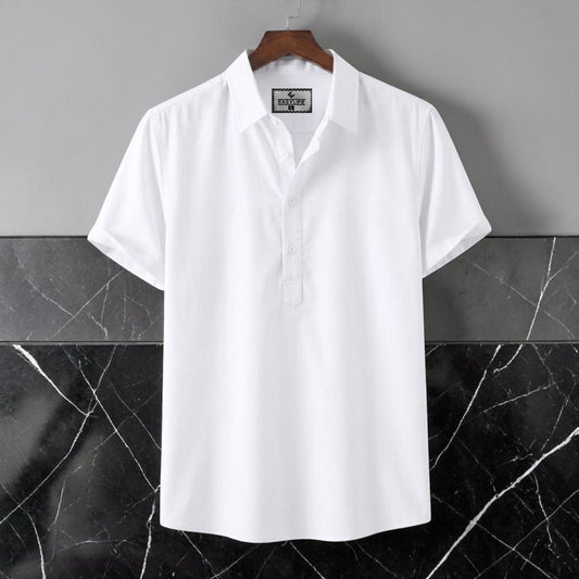 Half Sleeve Cotton Katua - White