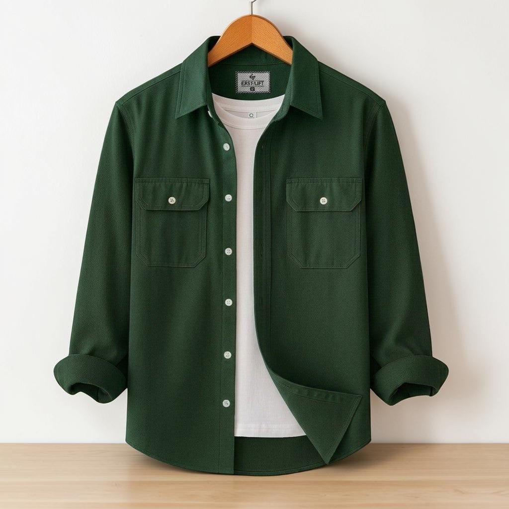 Two Pocket Deep Green Color Shirt