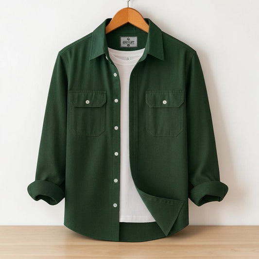 Two Pocket Deep Green Color Shirt