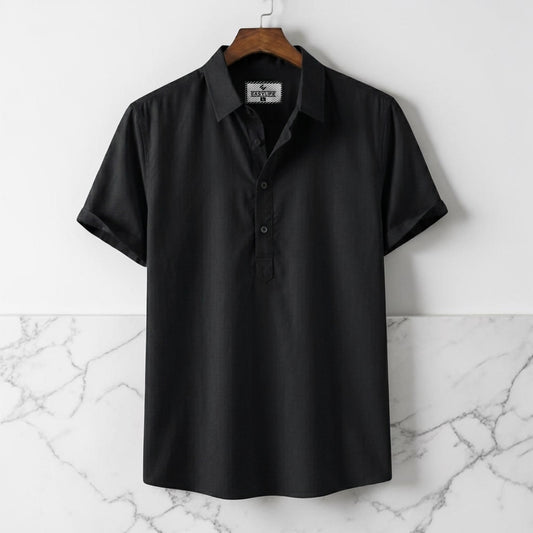 Half Sleeve Cotton Katua - Black
