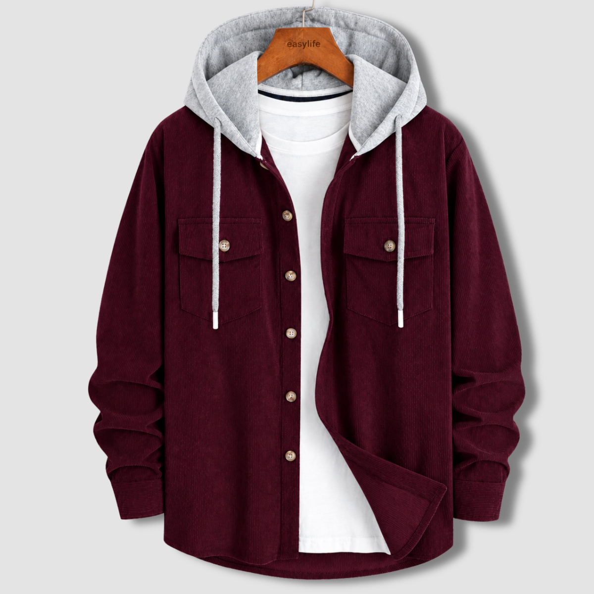 Signature Cord  Hoodie - Burgundy