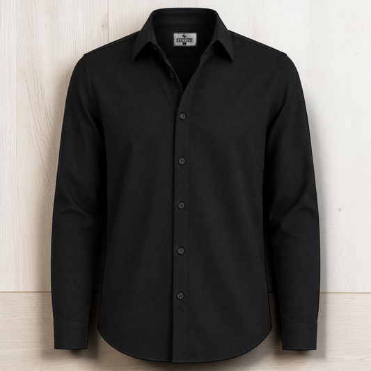 Timeless Cotton Twill Full Sleve Shirt - Black