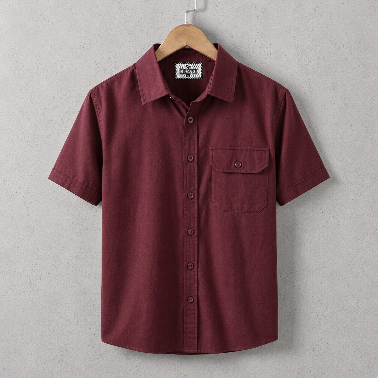 Single Pocket Half Sleeve Shirt - Marron