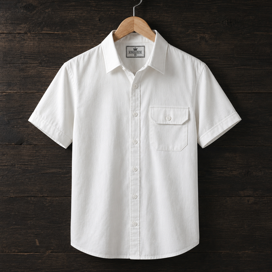 Single Pocket Half Sleeve Shirt - White
